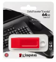 USB флешка Kingston 64Gb DataTraveler Exodia USB 3.2 Gen 1 red