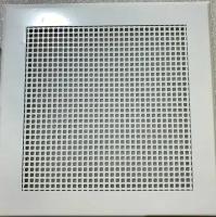 Вентиляционная решетка металлическая на магнитах 200х200, цвет белый, перфорация мелкий квадрат
