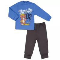 Комплект для мальчика КМ-1413-м, Утенок, джемпер плечо на клепках и брюки, размер 60(рост 92) синий_атлетик