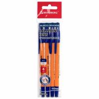 Ручки шариковые BRAUBERG "M-500 ORANGE", набор 4 шт, синие, узел 0,7 мм, линия письма 0,35 мм, 143950