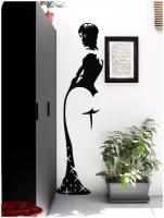 Наклейка на стену ' Девушка шарм в платье', 172x47см. (красивая леди, мода, стиль)
