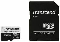 Карта памяти 64Gb MicroSD Transcend + SD адаптер (TS64GUSD330S)