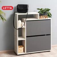 Обувница Letta Ultra Plus вертикальная 2 секции Дуб Крафт Белый/Графит 750х859х246