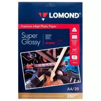 Lomond 1104101 (Super Glossy Warm)-односторонняя Суперглянцевая тепло-белая A4 280g/m, 20 лист