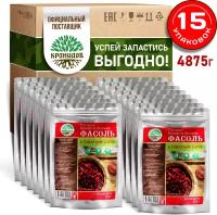 Готовое натуральное блюдо в реторт-пакете "Фасоль красная в томатном соусе" Кронидов. Сухой паек для охоты, рыбалки, в поход. Набор 15 шт. по 325 гр