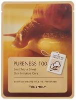 TONYMOLY PURENESS 100 Snail Mask Sheet Очищающая тканевая маска для лица с муцином улитки 21мл