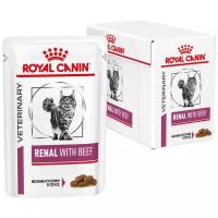 Корм для кошек Royal Canin Renal with beef, при проблемах с почками, с говядиной 12 шт. х 85 г (кусочки в соусе)