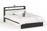 Кровать с ящиками Камелия 1400, цвет венге/дуб лоредо, ШхГхВ 143,5х203,5х78,2 см, сп. м. 1400х2000 мм, без матраса, основание есть