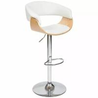 Стул барный Tetchair VIMTA (mod.4021S) металл/дерево/экокожа, 60х51х91,5-112,5 см, высота сиденья 61,5-82,5 см, белый/натуральный/хром