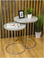Стол кофейный журнальный, столик двойной круглый высокий, комплект столиков