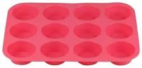 Форма для выпечки силиконовая прямоугольная на 12 кексов 33х25х3 см PERFECTO LINEA розовый (20-018719)
