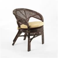 Кресло из натурального ротанга Пеланги 02/15 темно-коричневый с подушкой