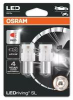 Лампа автомобильная P21W (BA15s) LED (блистер, 2шт) RED 12V OSRAM