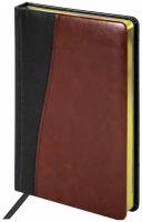 Ежедневник-планер/планинг/записная книжка/блокнот недатированный формат А5 под кожу, 160 листов, Brauberg Cayman, черный/коричневый, золотой срез