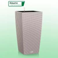 Кашпо с автополивом Lechuza CUBICO Cottage 30 бежевое L30 W30 H56 см