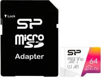 Карта памяти Silicon Power microSDXC 64GB Elite A1 Class 10 UHS-I U1 + SD адаптер (SP064GBSTXBV1V20SP)