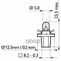 Лампа Bax10d 12598 12V 1.2W Bax8,5D/2 Black B2 Philips арт. 12598B2