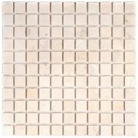 Мозаика из натурального мрамора Natural Mosaic M030-25T-Crema-Marfil-Extra бежевый светлый квадрат матовый