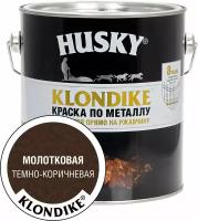 Краска по металлу с молотковым эффектом HUSKY-KLONDIKE темно-коричневая 2,5 л