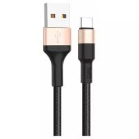 Кабель Hoco X26 Xpress, USB - USB Type-C, 1 м, черный/золотой