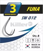 Крючки для рыбалки с ушком Killer FUNA №3 8 шт Корея