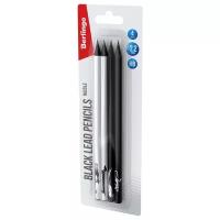 Карандаши для школы простые HB / Набор чернографитных карандашей для офиса и рисования из 4 штук Berlingo "Riddle" / школьная канцелярия и принадлежности