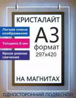 Тонкая панель световая светодиодная кристалайт односторонняя подвесная формат А3