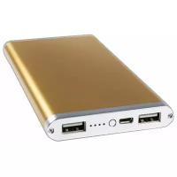 Универсальный внешний аккумулятор Ross&Moor PB-MS014 10000 мАч золото Тонкий металлический корпус USB 5В/2.1А+USB 5В/1A