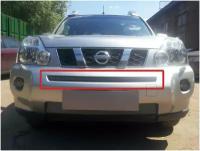 Защитная сетка радиатора середина хром Nissan X-Trail (2007-2011) T31 / съемная решетка на бампер Ниссан Х-Трейл