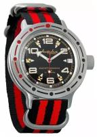 Мужские наручные часы Восток Амфибия 420335-black-red, нейлон, красный/черный