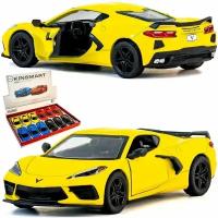 Машинка игрушка детская 1:36 2021 Chevrolet Corvette Stingray C8 (Шевроле Корвет) 12,5 см., металлическая, инерционная / Желтый