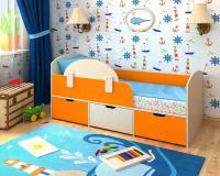 Кровать детская Малыш мини, дуб молочный / оранж