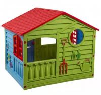 Большой пластиковый игровой домик красный/голубой/зеленый (Д-361)