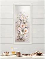 Картина на стену для интерьера "Нежность 1", 27х57 см, на бумажном холсте, в раме, вертикальная, цветы/Графис