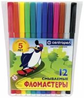 Фломастеры Centropen 12 цветов "Пингвины", смываемые, вентилируемый колпачок, 7790/12ET, 7 7790 1286
