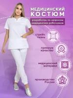 Медицинский костюм женский с коротким рукавом MedModa стрейч синий 56р