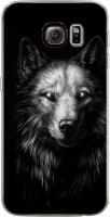 Силиконовый чехол на Samsung Galaxy S6 edge / Самсунг Галакси С 6 Эдж Волк черно белый