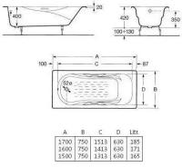 Чугунная ванна Aqualux Anatomic ZYA 1-2A 160х75