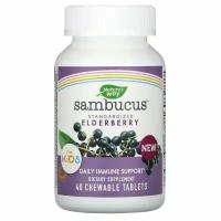 Nature&#x27; s Way, Sambucus, стандартизированная бузина для детей, 40 жевательных таблеток