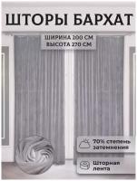 Шторы интерьерные, Артнить, бархат "Серебро"ширина 200 высота 270 см, серебристый