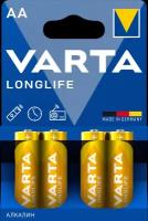 Батарейки АА VARTA LONGLIFE LR6 AA BL4, 4 шт, пальчиковые