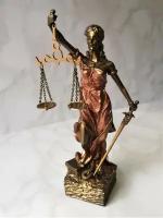 Статуэтка Фемида богиня правосудия, 21см, бронза/медь, мраморная крошка