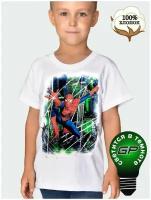Футболка Человек Паук Spiderman Спайдермен детская для мальчиков, для девочек оверсайз GlowPoint,38