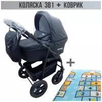 Коляска 3в1 Verdi Sonic Plus, цвет Black eco с детским ковриком