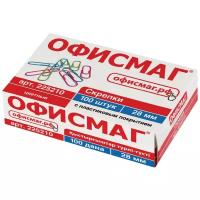 Скрепки Офисмаг 28 мм, цветные, 100 шт (225210)