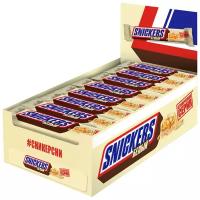 Батончик Snickers Белый с карамелью, арахисом и нугой, 81 г, 32 шт