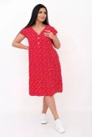 Жен. платье повседневное Саммер Красный 56 Штапель Lika Dress В горошек
