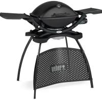 Гриль газовый Weber Q 1200 Black Line, черный на подставке