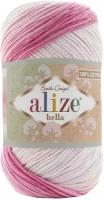 Пряжа Alize Bella Batik 100 белый-розовый-сиреневый (3302), 100%хлопок, 360м, 100г, 2шт