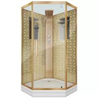 Душевая кабина, Niagara Luxe NG-7799 BK, прозрачное стекло, низкий поддон, 90х90 см, золотистый